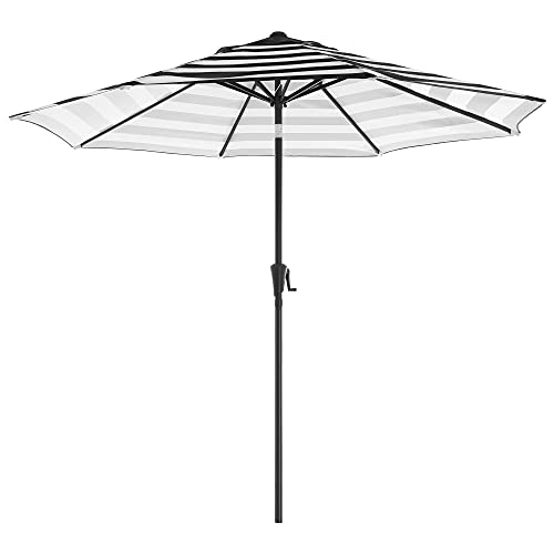 Parasol - Garden Parasol - Solbeskyttelse - med krumtap - Ø 265 cm - Stribet sort hvid