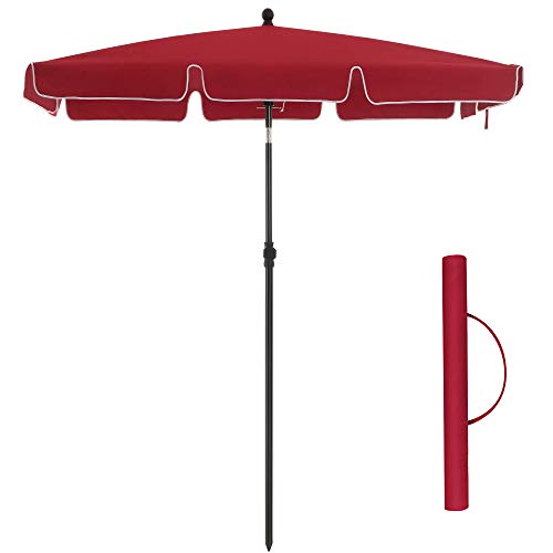 Parasol - parveke parasoli - puutarha -parasoli - suorakulmainen - 200 x 125 cm - punainen