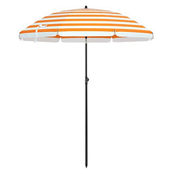 Garden Paraplu - Parasol - Strandparasol - Ø 160 cm - sammenfoldelig - Stribet orange hvid