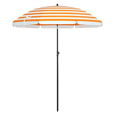 Tuinparaplu - Parasol - Strandparasol - Ø 160 cm - Opvouwbaar - Gestreept Oranje wit