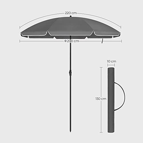 Beach Parasol - Parasol - Beach Screen - Puutarha Parasol - Auringonvarjo - Harmaa