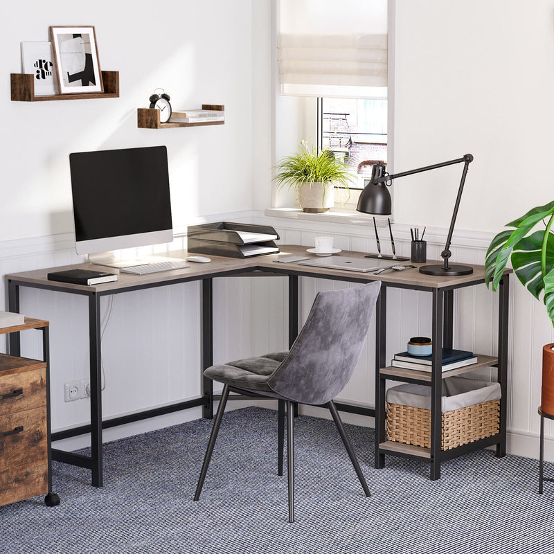 Bureau - Computer Bureau - L Hoekbureau - med 2 hyllor - Space -Saving Desk - i industriell design