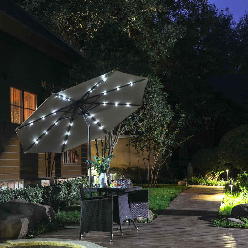 Parasol - Zonnescherm - Tuinparasol - Met led verlichting - Grijs