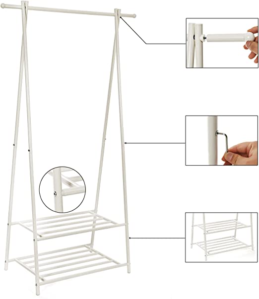 Jakkestativ - med skostativ - Metal - 87,5 x 155 x 41 cm