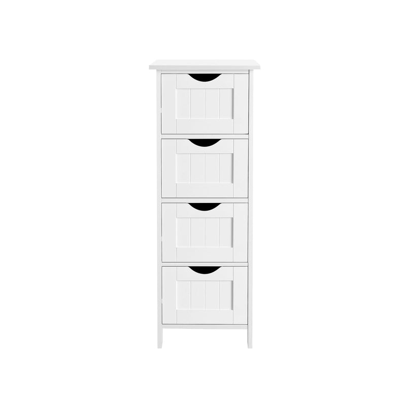 Armoire de salle de bain - armoire de salle de bain étroite - du bois - avec 4 tiroirs - 30 x 30 x 82 cm - blanc