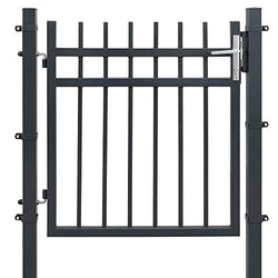 Metalen tuinpoort - Tuinpoort van Staal - Met slot - Met deurknop -106 x 100 cm - Grijs