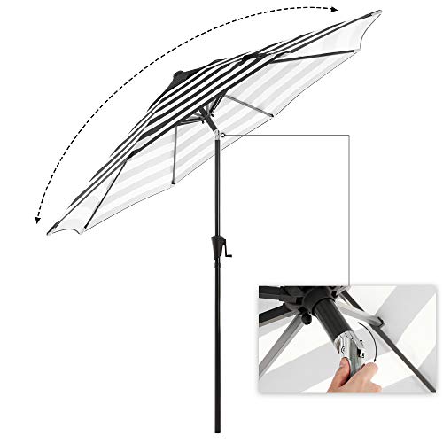 Parasol - Parasol de grădină - Protecție solară - cu manivelă - Ø 265 cm - alb negru cu dungi