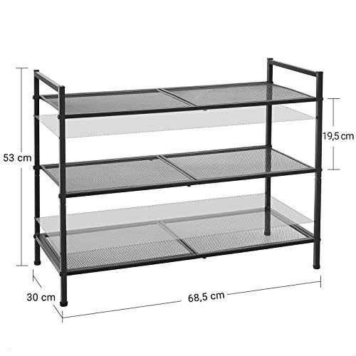 Rack à chaussures - avec 3 étagères - métal - noir