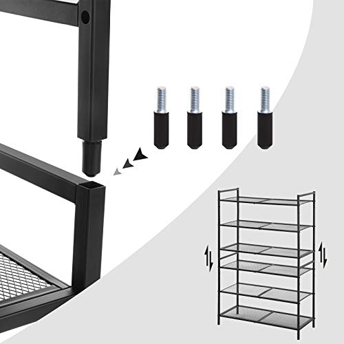 Rack à chaussures - avec 3 étagères - métal - noir