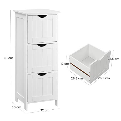 Armoire de rangement avec 3 tiroirs - armoire de salle de bain - blanc