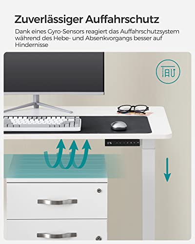 In hoogte verstelbaar - Elektrisch bureau - 120 x 60 cm - Wit