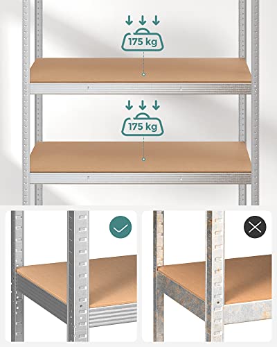 Suport de depozitare cu 5 rafturi - rafturi reglabile - 180 x 90 x 40 cm - până la 875 kg capacitate de încărcare