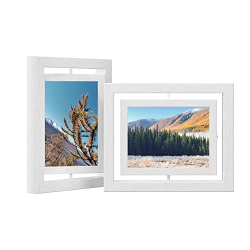 Set de 2 rame foto rotative - pentru fotografii cu 12,7 x 17,8 cm - alb