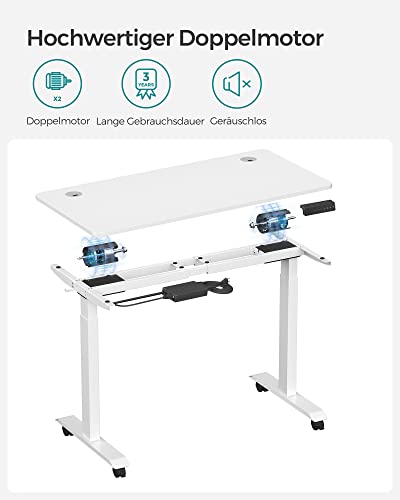 In hoogte verstelbaar - Elektrisch bureau - 120 x 60 cm - Wit