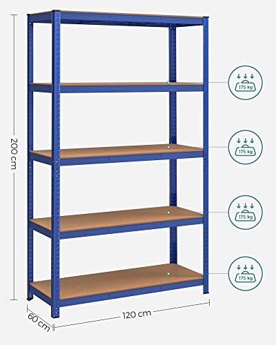 Telineet - säilytystelineet - kellarihyllyt - 200 x 120 x 60 cm - verotettava jopa 875 kg - sininen