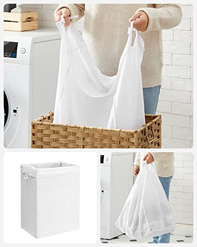 Panier à linge - Panier - tissé - Sacs de lavage amovibles 2 en tissu - 90 L - Natural