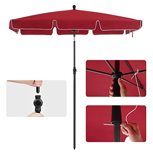 Parasol - Balkon Parasol - Garden Parasol - Rektangulær - 200 x 125 cm - Rød