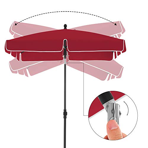 Parasol - Balkon Parasol - Garden Parasol - Rektangulær - 200 x 125 cm - Rød