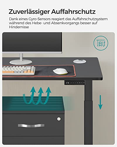 Höjd -till -be skrivbord - elektrisk skrivbord - bordsskiva 70 x 140 cm - dubbel motor - Stebeless justerbar - minnesfunktion med 4 höjder - med hjul - svart