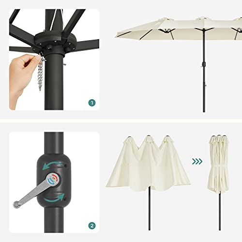 Parasol dublu - parasol extra mare - cu manivelă - 460 x 270 cm - bej