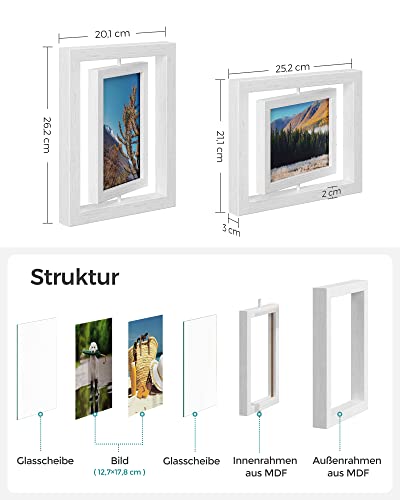 Set de 2 rame foto rotative - pentru fotografii cu 12,7 x 17,8 cm - alb