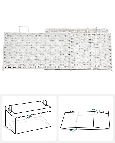 Panier à linge - 75L - Collecteur de tissus - Poche intérieure amovible - 2 sacs à laver en tissu - 3 filets de lavage - avec poignées - blanc