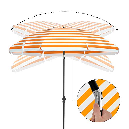 Garden Paraplu - Parasol - Parasol de plage - Ø 160 cm - pliable - blanc orange rayé