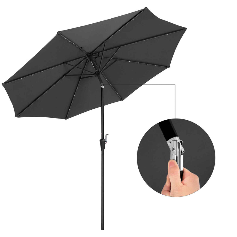 Parasol - Sunshade - Garden Parasol - avec éclairage LED - Gray