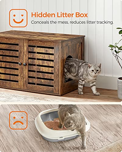 Litter Boîte - Cat House - Avec Doors - Vintage - Brown