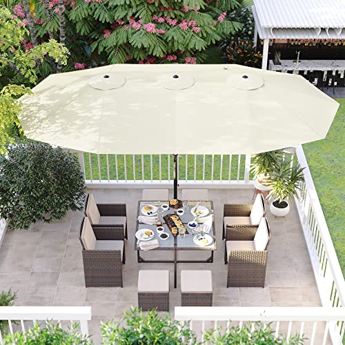 Dubbel parasol - extra stor parasol - med vev - 460 x 270 cm - beige