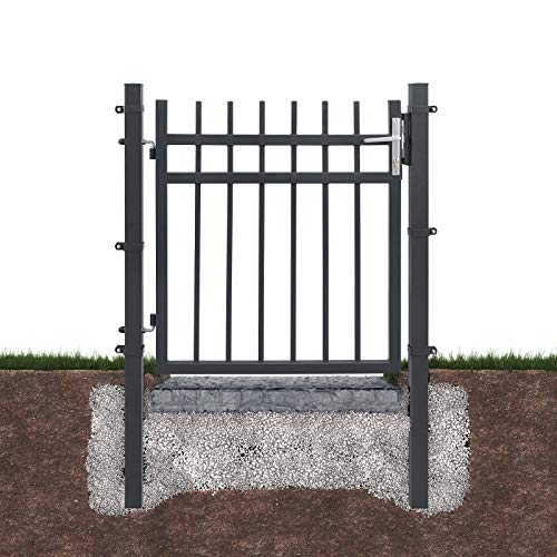 Metalen tuinpoort - Tuinpoort van Staal - Met slot - Met deurknop -106 x 100 cm - Grijs