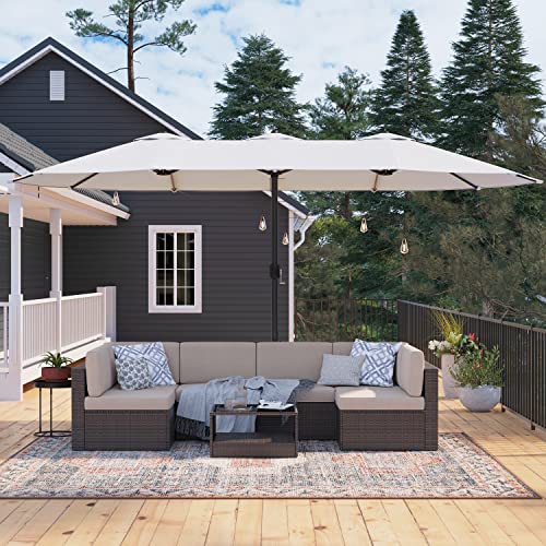 Dubbele parasol - Extra grote parasol - Met zwengel - 460 x 270 cm - Beige