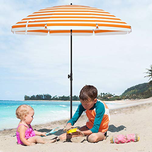 Garden Paraplu - Parasol - Beach Parasol - Ø 160 cm - Foldbar - randig orange vit