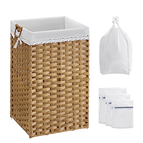 Wasmand - Mand - Wasbox - 2 Stoffen Waszakken - 70 L - naturel kleur