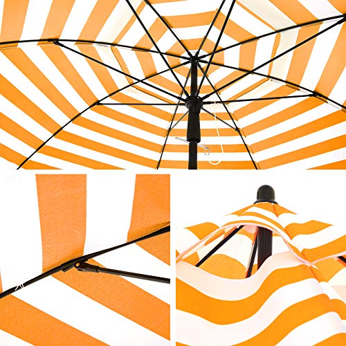 Garden Paraplu - Parasol - Beach Parasol - Ø 160 cm - Foldbar - randig orange vit