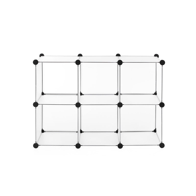 Pantof Rack - Dulap de depozitare - Dulap Cube - cu uși albe din plastic - cu 6 compartimente - sistem de raft