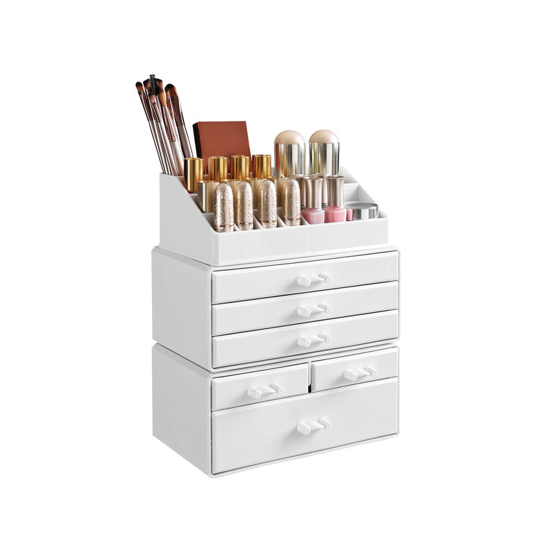 Make -Up Organizator - Organizator Cosmetic - 3 -Pace - 6 sertare - Alb