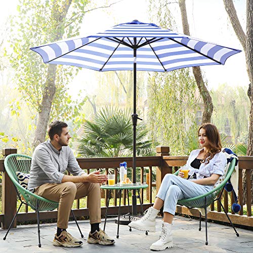 Parasol - Garden Parasol - Ø 290cm - pliable, avec manivelle - Blauw Wit