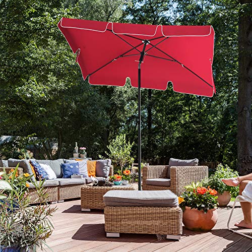 Parasol - Balcony Parasol - Garden Parasol - Rectangular - 200 x 125 cm - Röd