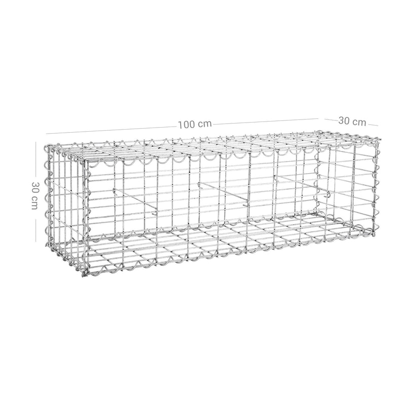 Schanskorf - Gabion - Tuinhek - Muurkolom - Voor stenen - 100 x 30 x 30 cm - Zilver