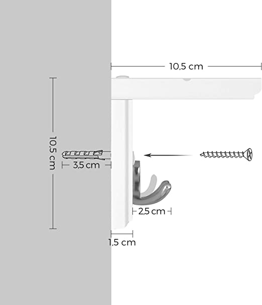 Seinätakki -teline - Hall -takki -teline - 4 kaksoiskoukulla - levyllä