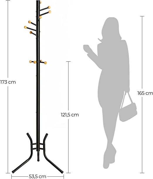 Rack pentru haina - suport pentru îmbrăcăminte - 11 cârlige cu bile - Van Staal - 53,5 x 53,5 x 173 cm