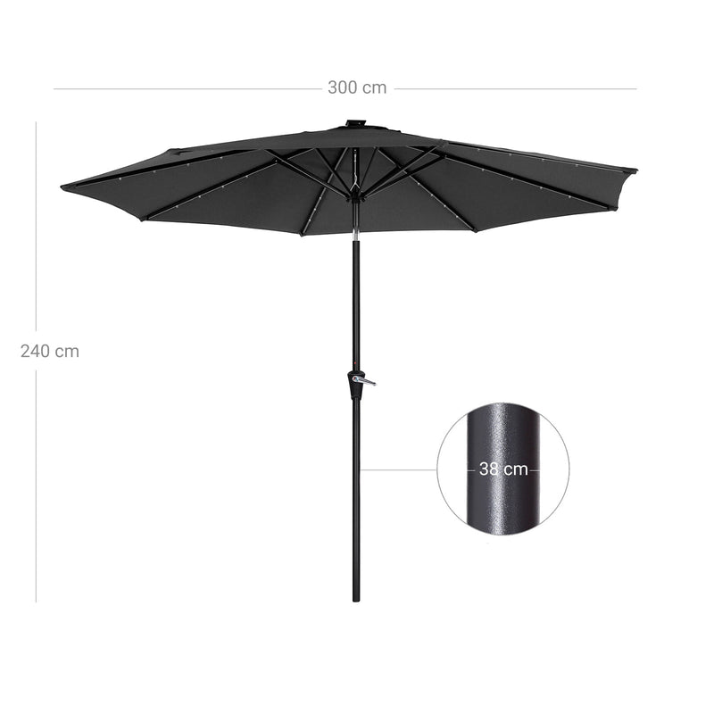 Parasol - Sunshade - Garden Parasol - avec éclairage LED - Gray