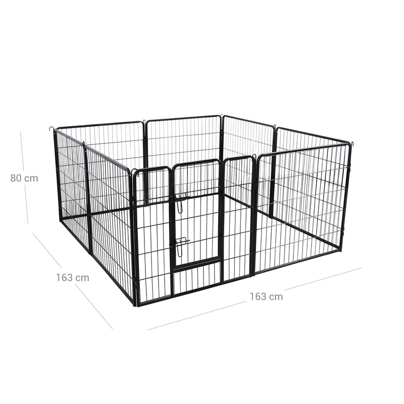 Puppy Ren - Country Shelter for Dog - 8 grătare - fiecare 77 x 80 cm - negru