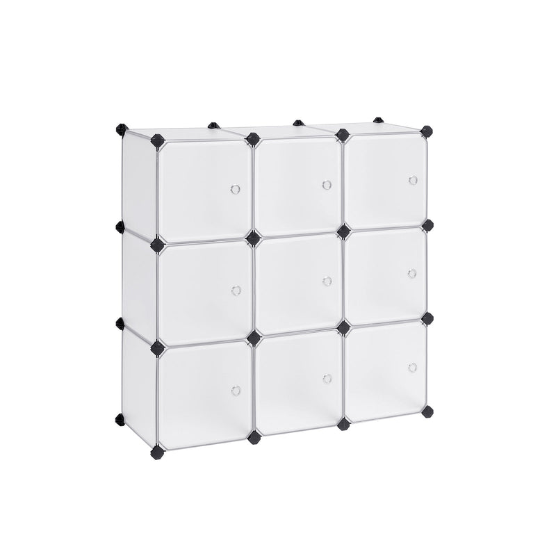 Système de rayonnage - 9 cubes - Armoire en plastique - avec portes - Rack à chaussures - Stockage pour vêtements, chaussures, etc. - blanc