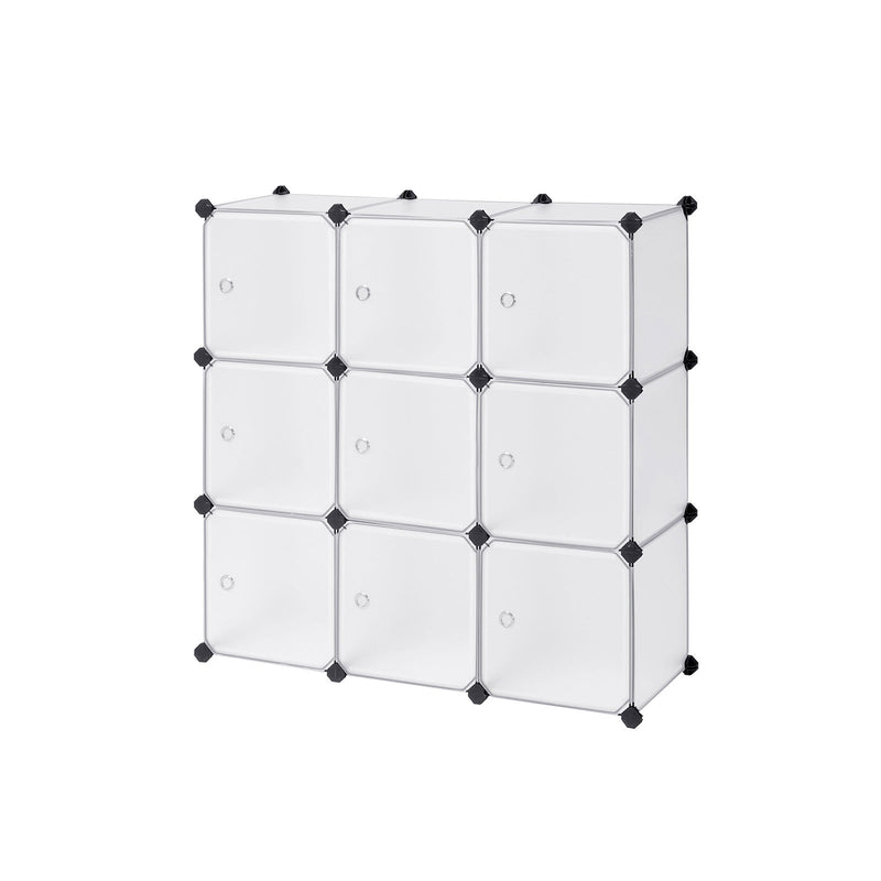 Système de rayonnage - 9 cubes - Armoire en plastique - avec portes - Rack à chaussures - Stockage pour vêtements, chaussures, etc. - blanc