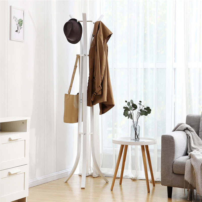 Coat Rack - Coat Metal - 176 cm înălțime - 6 cârlige - alb