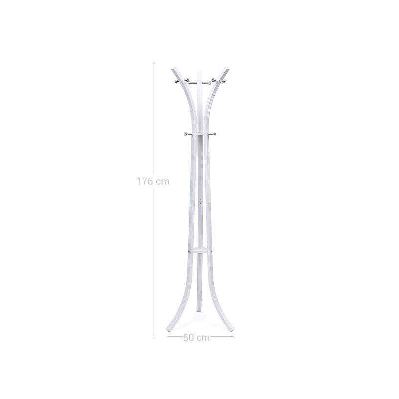 Coat Rack - Coat Metal - 176 cm înălțime - 6 cârlige - alb