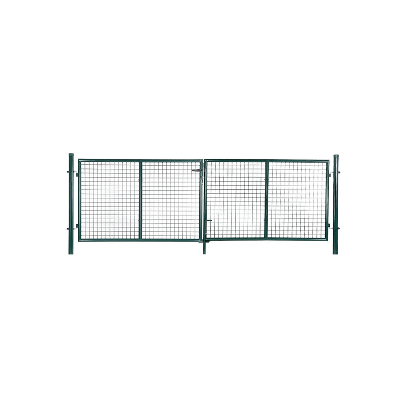 Porte de jardin - Avec porte double - y compris verrouillage et 3 touches - 100 x 320 cm - vert