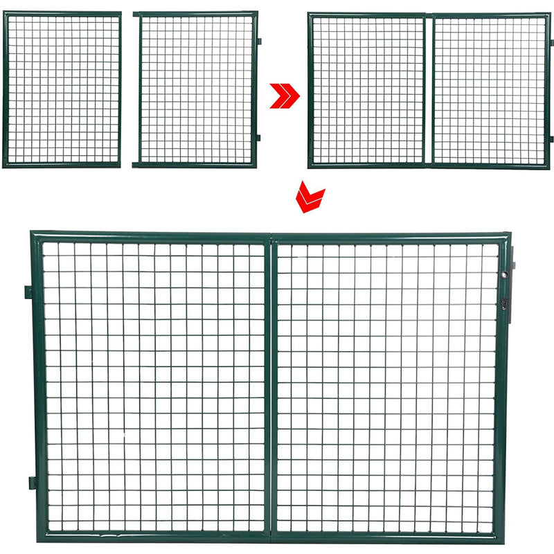 Ușa grădinii - cu poartă dublă - inclusiv blocare și 3 taste - 100 x 320 cm - verde